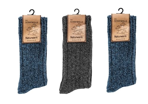 Chaussettes hiver chaudes contre le froid lot de 3 paires en laine mixte
