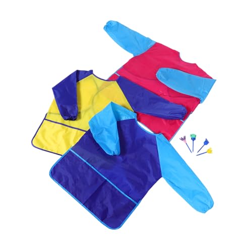 Ensemble tablier étanche pour loisirs créatifs enfant rose bleu jaune