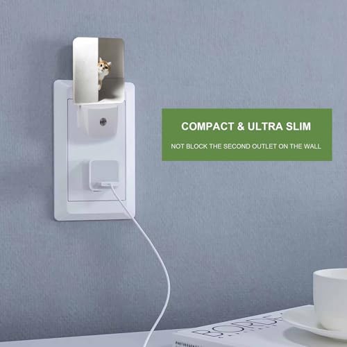Image of LED Night Light,Curious Cat Hides and Peeps LED Night Light Plug into Wall with Dusk to Dawn Light Sensor White Energy Efficient Nightlight for Bedroom Bathroom Hallway Living Room Kitchen