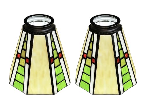 Tiffany Style Stained Glass Lamp Shades, Set of 2, Green and Red,HUIMEIJU HMJ6042 Tiffany lampshade replacement