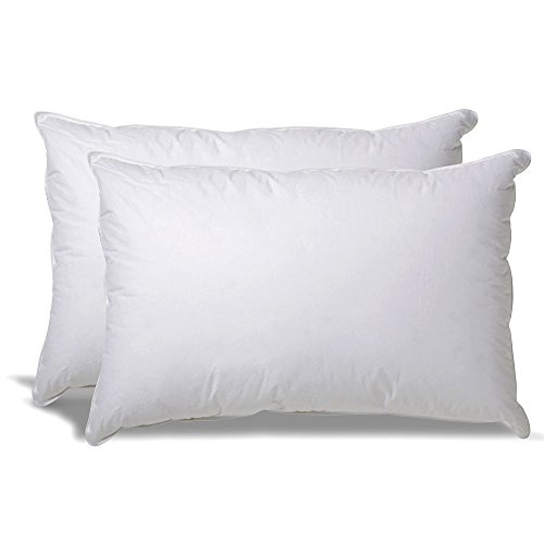 Overfilled Down Alternative Back / Side Sleeper Pillow - Hypoallergenic Fill - 100% Cotton Ticking - Set of 2, Standard