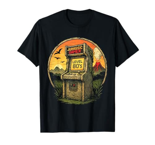 Jurassic Gamer Retro Nivel 80s Máquina Arcade Regalo Friki Camiseta