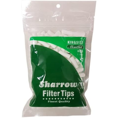 SHARROW Filter Tips Full Box of 12 Packets - King Size Menthol Diameter - 7.13 mm Length - 20mm (2400) Cover