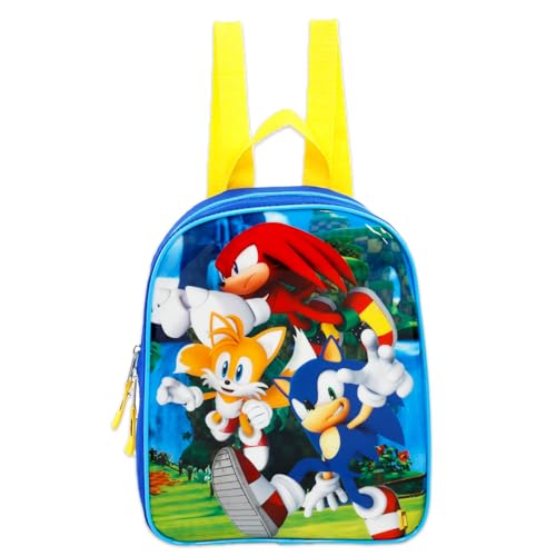 Sonic the Hedgehog Mini Backpack for Kids - Bundle with 11” Video Game Mini Bag Plus Stickers, Water Bottle, More | Sonic Backpack Small for Boys, Girls, Kids3