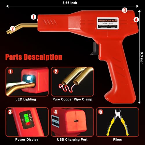 Image of ATOLS Upgraded 220W Cordless Plastic Welder, 1000PCS Staples, USB Rechargeable Cordless Car Bumper Repair Kit with 5000mAh Battery,Hot Stapler Kit, Plastic Welding Kit, Plastic Repair Kit