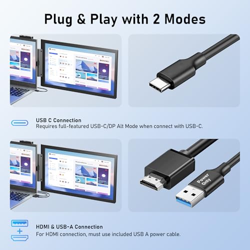 Image of 14 inch FHD 1080P IPS Laptop Monitor Extender with USB C /HDMI Port &14'' FHD 1080P Triple Portable Monitor for Laptop with Ultra-Slim IPS Display