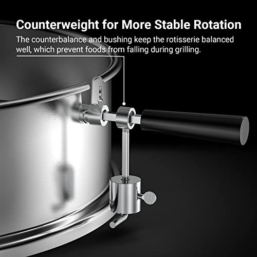 onlyfire Stainless Steel Rotisserie Ring Kit for Weber 22 Inch Charcoal Kettle and Other Similar Grills