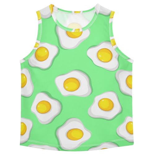 J JOYSAY Cartoon Fried Egg Chartreuse Boys Tank Top Sleeveless Muscle Shirts Quick Dry Kids T-Shirts 3-15T