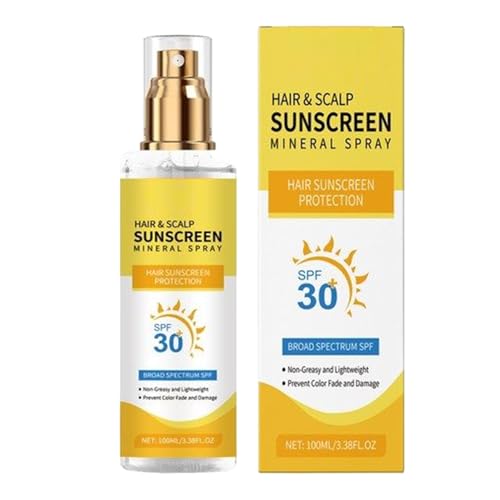 Protector solar de cabello y cabelludo - SPF30 Spray de protección solar de cabello y cabelludo | Spray de protección solar de cabello resistente al sudor | 100 ml de cabello