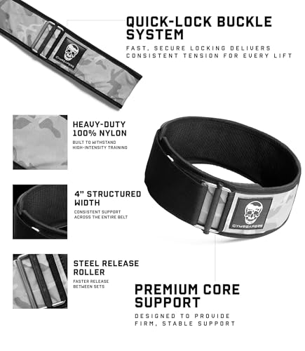 Image of Gymreapers Quick Locking Weight Lifting Belt for Men Gym Belt for Powerlifting Deadlift Belt with 4 Inch Neoprene Metal Buckle Back Support Weightlifting Belt Women