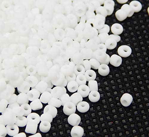 Pack of 1100 Glass Seed Beads 4 mm, 6/0, Pony Beads, Clear Mini Children's Beads, Seed Beads, Choice of Colours (White Opaque)