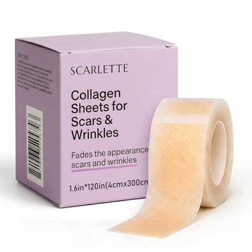 Scarlette Collagen Tape Scarlette Collagen Sheets for Scars & Wrinkle 1.6x 120 Roll Removal Strips for Various Different Scars Surgical C-Section Tummy Tuck Keloid Scars (1PCS)