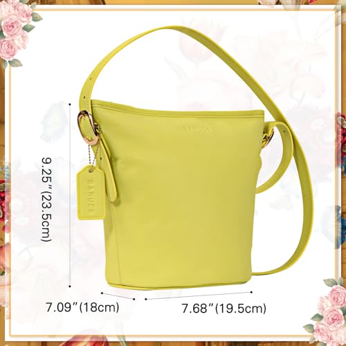 Image of Banuce Fashion Small Leather Crossbody Shoulder Bag for Women Lightweight Satchel Purse and Hobo Handbags Yellow