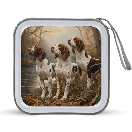 Three English Foxhounds CD Case Portable DVD Holder Storage Organizer for Home Travel