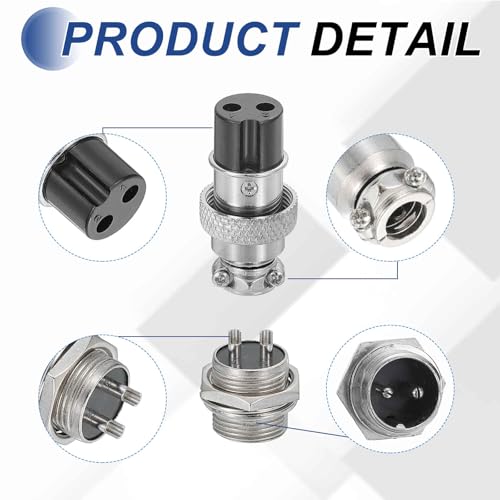 Conector de aviación GX16 metálico 2 pines pack x5 miniatura 3