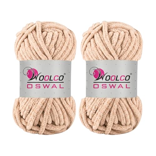 Image of Yankie Chenille Supersoft Velvet Yarn, Plushie & Blankie Yarn for Crochet, Knitting, Amigurumi & DIY Crafts (Skin, Pack of 2)