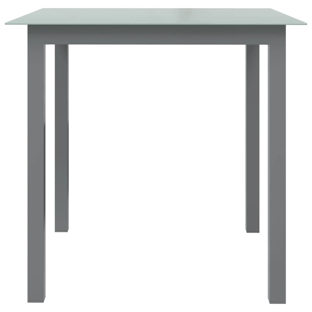 Mesa de jardín genérica gris claro, 80 x 80 x 74 cm, aluminio y vidrio, mesa exterior para patio y balcón con marco sólido y bandeja fácil de limpiar