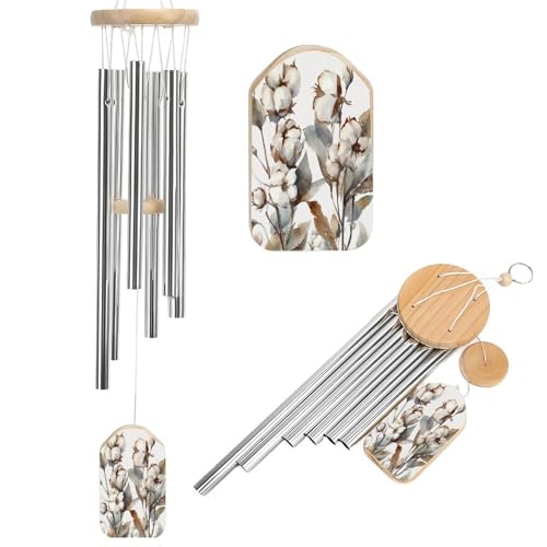 Outdoor Wind Chimes, Branches and Cotton Printed Wind Chimes,Simple Wind Chimes,Curtain Wind Chimes for Home Decoration