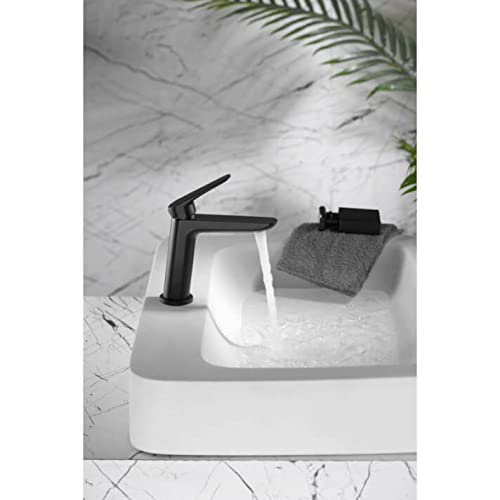 Mice - Grifo mezclador para lavabo monomando - Griferia de baño color negro mate Bélgica BDZ044-1NG