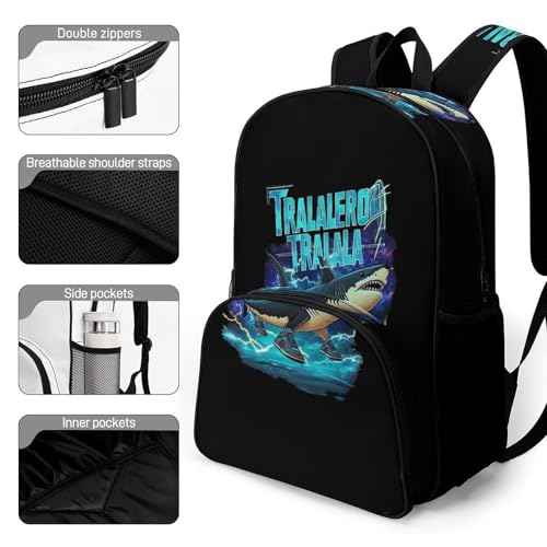 Tralalero-Tralala Merch Large Travel Laptop Backpack Laptop Bag Water Resistant Overnight Black 44x32x19cm3