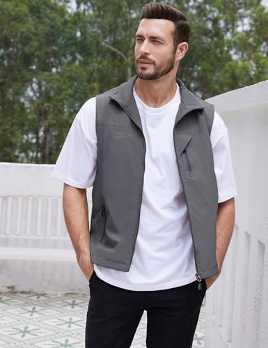 Gihuo Men'S Golf Lightweight Photo Vest Fishing Travel Safari Vest Softshell Causal Sleeveless Jacket Outerwear thumb #3