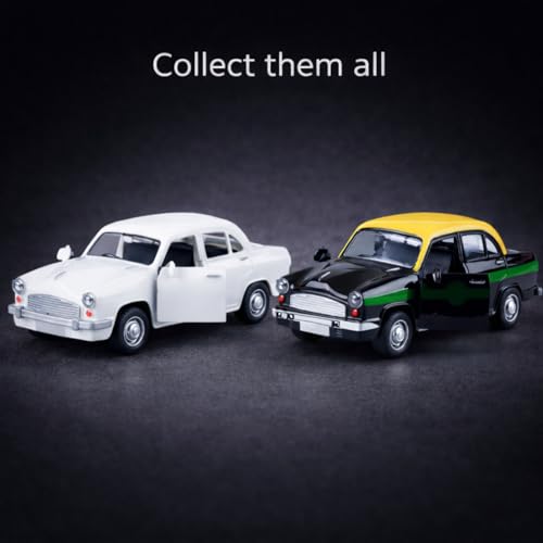 Image of Classic Sedan Toy Car with Push-Back Action & Openable Doors| Durable ABS Plastic Retro Car Toy for Kids (3+ Years)|White