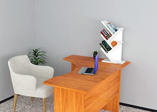 Image of Madhuran Studio Engineered Wood Tabel Accessories Books Stands Shelf (Matte, White) Library Office Bedroom Home Decor Items Living Room Bookends Show