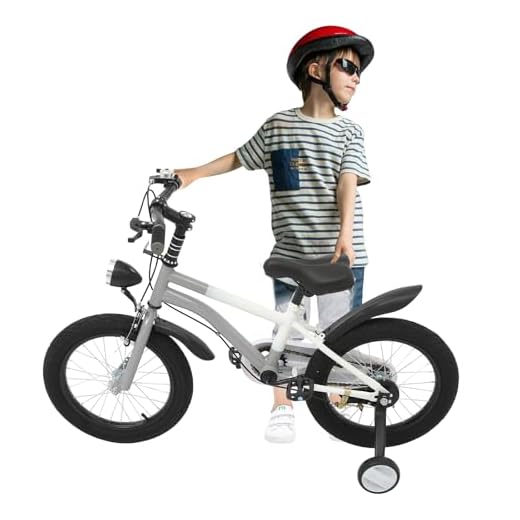 CUMELLIIR Bicicleta para niños de 16 pulgadas niños niñas, bicicleta con ruedas de apoyo y luz, ajuste de altura, bicicleta de acero al carbono para niños a partir de 4 5 6 7 años, gris