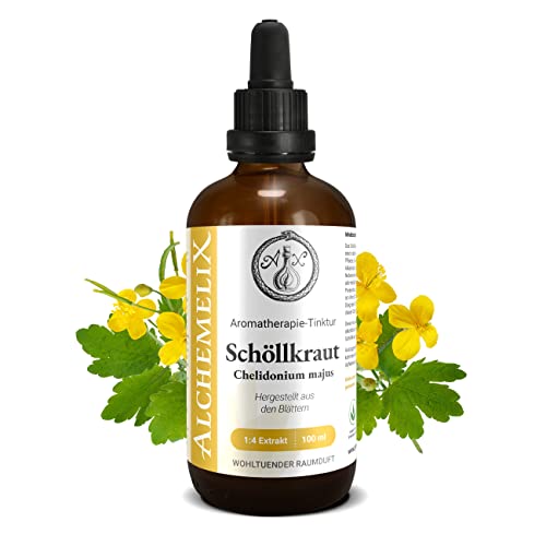 Schöllkraut Aromatherapie Tinktur 100ml | Chelidonium majus Tropfen (1:4 Extrakt) | Premium Qualität aus Österreich | Veganes Nahrungsergänzungsmittel | Gelbes Schollkraut Warzenkraut Gallapfel