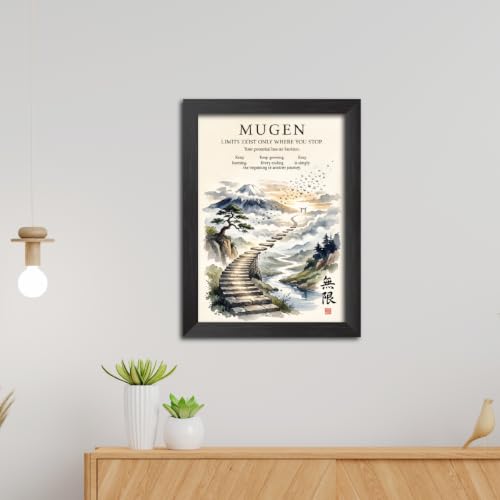 Image of TenorArts Japanese Philosophical Quotes Photo Frame Painting, Mugen Poster Framed Wall Hanging Decor Paintings For Bedroom Living Room Home and Cafe, Minimal Drawing Framed Posters for Decorations (9x12 inches)