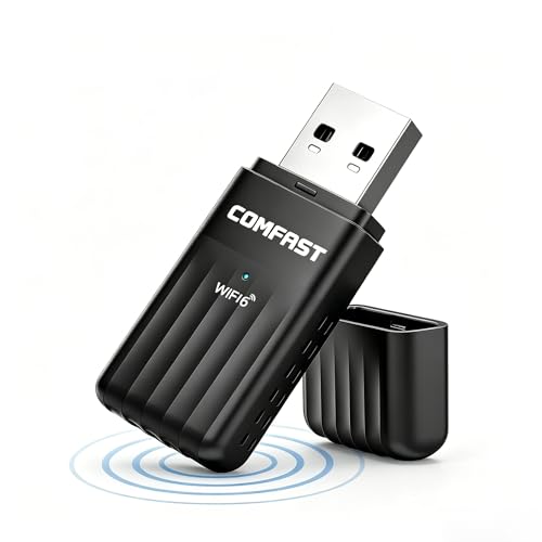 COMFAST Clé WiFi 6 Puissante AX900 Mbps, Clé WiFi pour PC Bluetooth 5.4 Double Bande 2.4GHz/5GHz WiFi USB Dongle, MU-MIMO, WPA3, Pilote Intégré, Compatible...