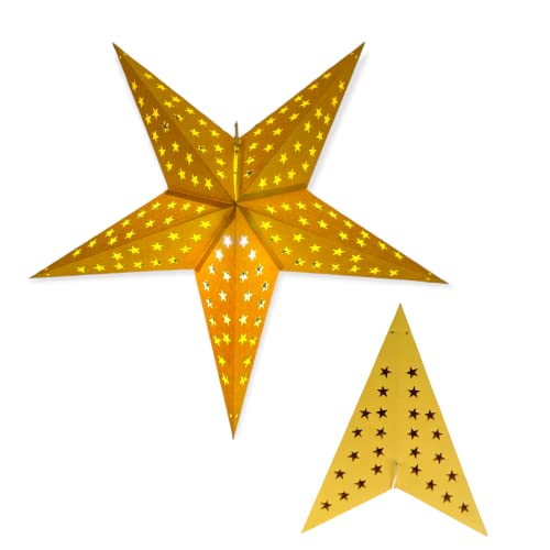 YEPSIO Papierstern-Laterne, Lampenschirm, Papier, Stern, groß, 60 cm, Stern, hängende Dekorationen für Weihnachten, Hochzeit, Heimdekoration, Geburtstagsparty (gelb)