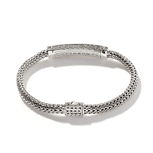 John Hardy Women's Classic Chain Hammered 18K Gold And Silver Extra-Small Bracelet 5Mm With Pusher Clasp With Black Sapphire, Size S Bg #TOP3