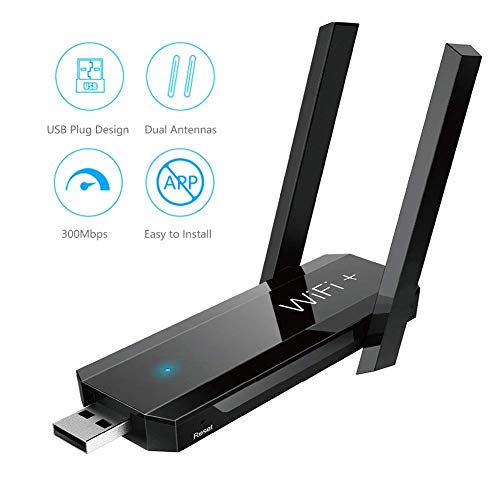 USB WiFi Range Extender, WLAN Repeater 300Mbps 802.11n Wireless Repeater, WiFi Signal Booster with Dual Antennas, State Indicator - Easily Set Up