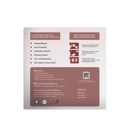 Image of PaperPro Milk Testing Kit| Pack of 10 Kits | 99.7% Accurate Milk Purity Tester | Detects Urea, Detergent, Starch & More | Compact & Portable, Eco-Friendly, Quick Results | Ideal for Home & Dairy Use