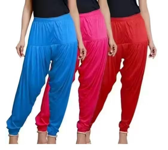 vee ess Ultra Soft Material Viscose Rayon Solid Attractive Pleated Pattern Casual wear Patiala Pants for Womens Combo_3-picture-28