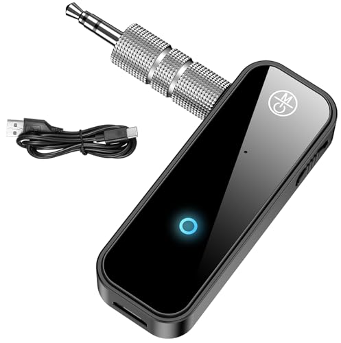 Auxiliary Aux Bluetooth 5.4 Adapter for Car, 2 in 1 Bluetooth Receiver Transmitter, 3.5mm Jack Wireless Audio Adapter Dongle for TV Headphone PC Speaker Amplifier Home Stereo System, with Microphone