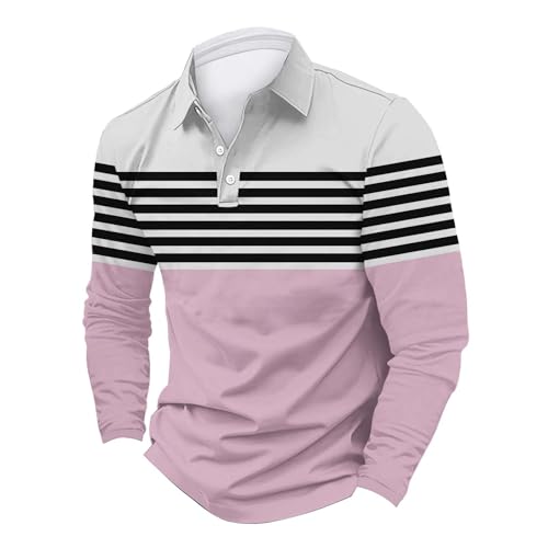 Camisa de manga larga de pana con cuello alto y cuello alto para hombre, de negocios, informal, de algodón fino, rosa, M