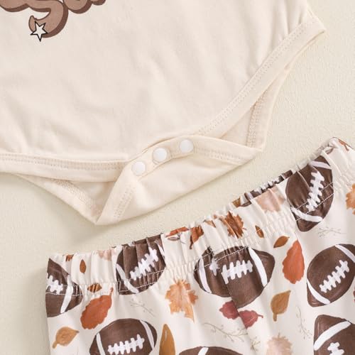 Football Baby Girl Clothes Funny Letters Print Long Sleeve Romper Football Flared Pants Headband Set Game Day Outfit4