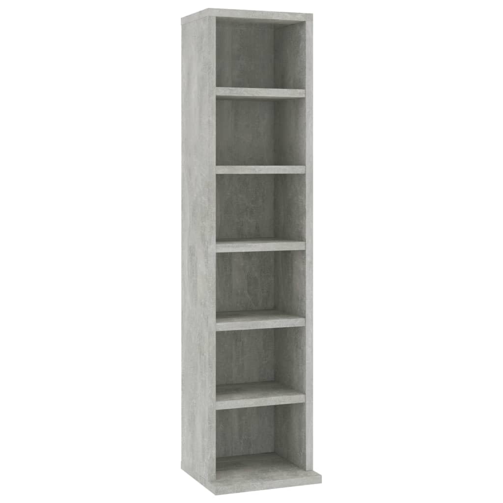 vidaXL CD Cabinet Living Room Records Media Storage Display Shelf Organiser Unit Case Cupboard Furniture Concrete Grey 21x20x88 cm Engineered Wood