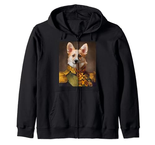 The Colonel Corgi Funny Dog Head Human Portrait Novedad Sudadera con Capucha