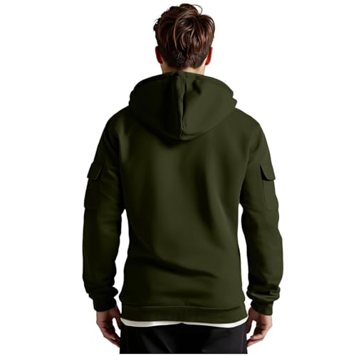 Tactical Hoodies for Men Quarter Zip Drawstring Pullover Cargo Hoodie Comfy Fleece Hooded Sweatshirt with Pockets4