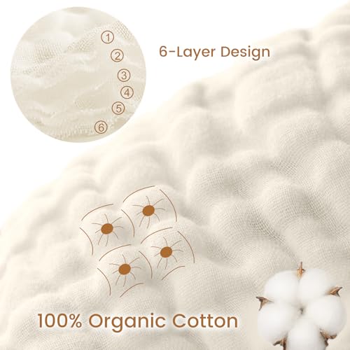 Image of david's kids 2 Pack Hooded Baby Towels, Large 32 inchx32 inch, 6 Layer 100% Muslin Cotton Highly Absorbent Boy Bath Towel for Newborn, Infant and Toddler, Soft and Breathable Baby Essentials, Dinosaur Story