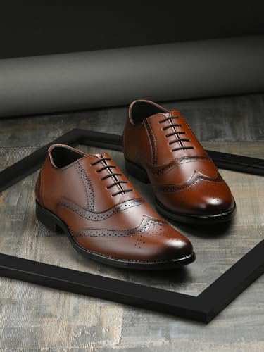 Image of MACTREE Men's Genuine Leather Brogue Lace Up Formal Shoes