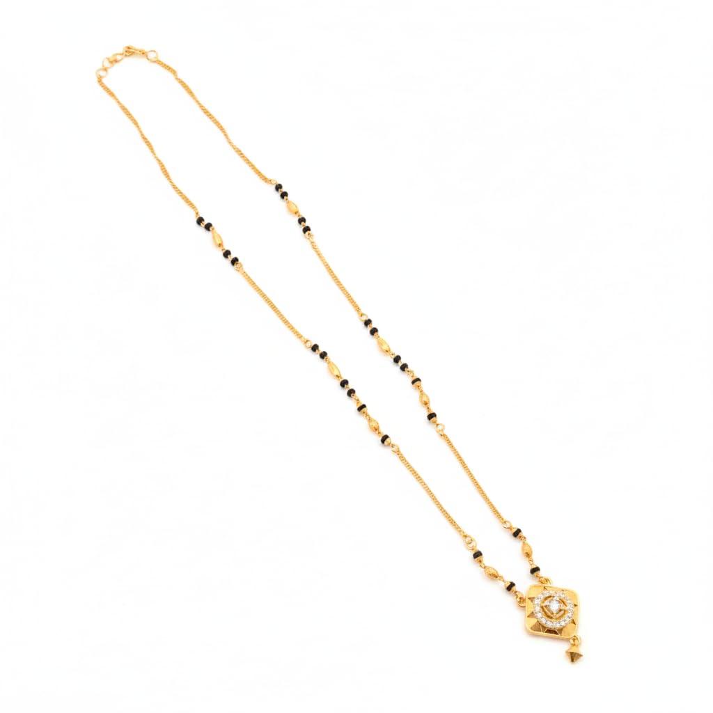 Gold-Plated Diamond Studded Mangalsutra for Women – Traditional Black Bead Chain with Elegant Pendant – Bridal Jewelry Gift for Wife-image-48
