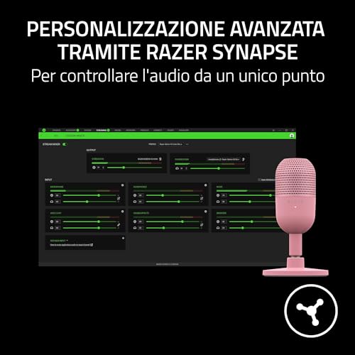 Seiren V3 Mini - Micrófono USB ultracompacto (micrófono de condensador de 14mm, patrón de captación supercardioide, sensor Tap-to-Mute con indicador LED, amortiguador incorporado) Quartz - Microfono streaming - Immagine 6