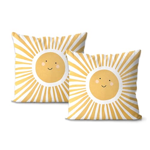 Brewlix Böhmische Kissenbezug 45x45, Innen Kissenbezug, 2er Set Sonne Sofakissen, Baumwolle Boho Kissenbezüge, Weiche Quadratische Dekokissen für Sofa Wohnzimmer Bett