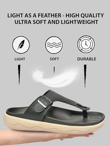 Image of HEALTH FIT Extra Soft Premium Classic Cushion Sliders /with Adjustable Buckle Strap & Light Weight Anti-SkidWaterproof Luxurious Slippers for Men's HF121