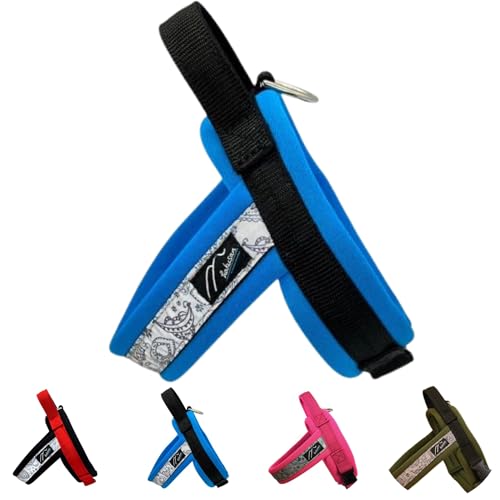 ?Hakusan? New Just Fit Dog Harness Dragon - Reflective, Paisley, Stress-Free, Japanese Made,one-Touch Buckles,Easily Put on,(Black×Turquoise, 0)