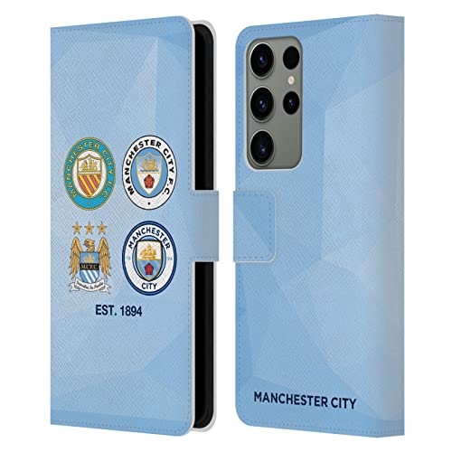 Carcasa Man City FC para Samsung S23 Ultra funda libro de cuero azul